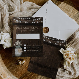 Pays Rustique Baril de bois de mariage Carte RSVP