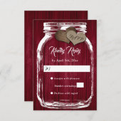 Pays rustique Bourgogne Mason Jar Wedding RSVP (Devant / Derrière)