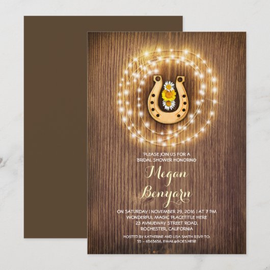 pays rustique et mignon invitations de douche nupt (Devant / Derrière)