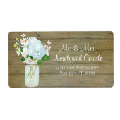 Pays rustique étiquette Mason Jar Blue Hydrangeas (Devant)