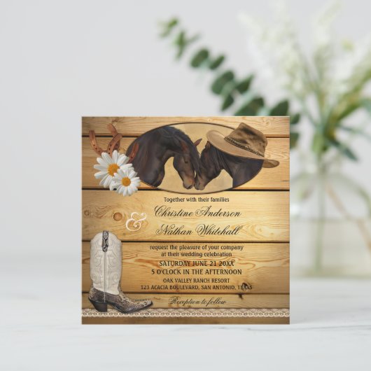 Pays rustique Faire-part de mariage des chevaux de (Debout devant)