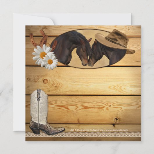 Pays rustique Faire-part de mariage des chevaux de (Dos)