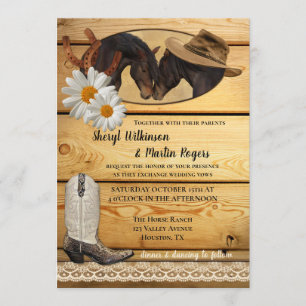 Pays rustique Faire-part de mariage des chevaux de