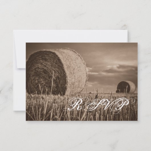 Pays rustique Hay Bale Mariage rural Cartes RSVP (Dos)