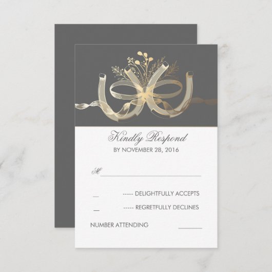 Pays rustique Horseshoes dorés Mariage RSVP (Devant / Derrière)