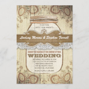 pays rustique mason jar invitations de mariage