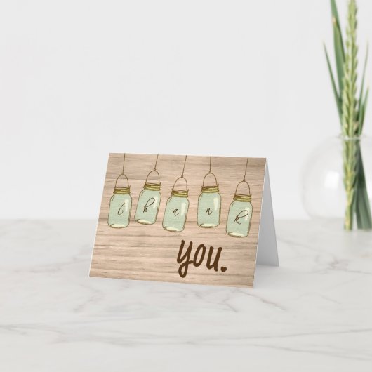 Pays Rustique Mason Jar Merci Note (Devant)
