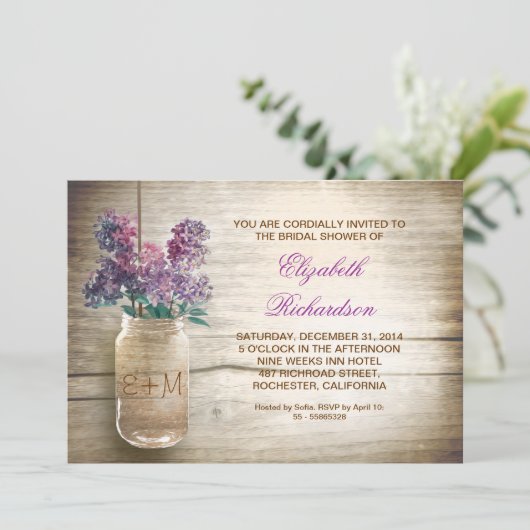 pays rustique mason jar nuptiale invitation (Debout devant)