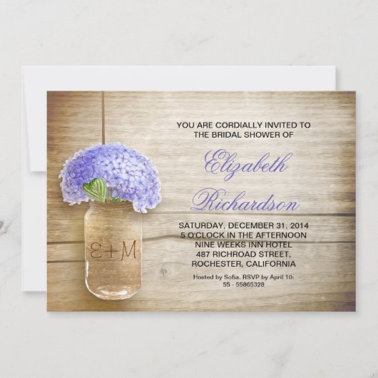 pays rustique mason jar nuptiale invitation (Devant)