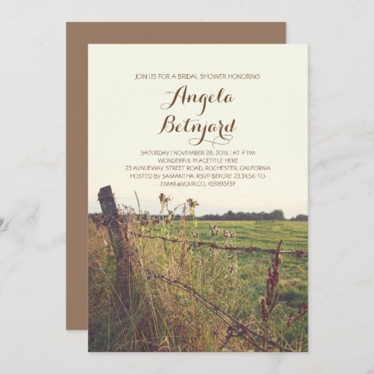 pays rustique nuptiale invitation (Devant / Derrière)