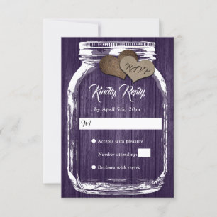 Pays rustique Purple Mason Jar Mariage RSVP