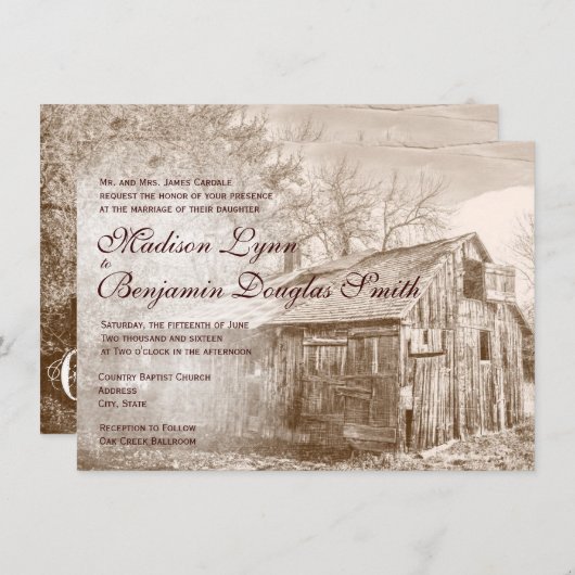 Pays Rustique Rural Grange Trouvé Invitations (Devant / Derrière)