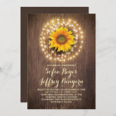 pays rustique tournesol grange invitations mariage (Devant / Derrière)