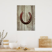 Pays rustique Western Horseshoe Poster en bois de  (Cuisine)