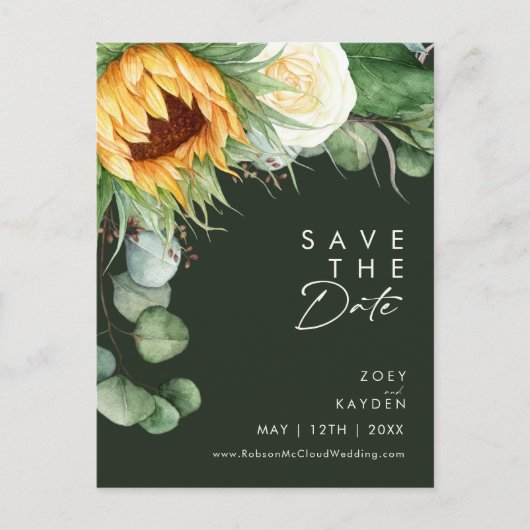 Pays Script Tournesol | Faire-Part de Mariage Écol (Devant)
