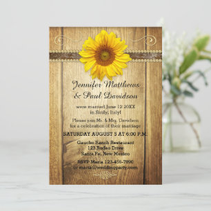 Pays Sunflower Post Mariage Party Invitation