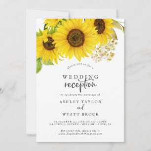 Pays Sunflower Réception de mariage Invitation