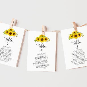 Pays Tournesol Numéro de table Cartes de tableau d