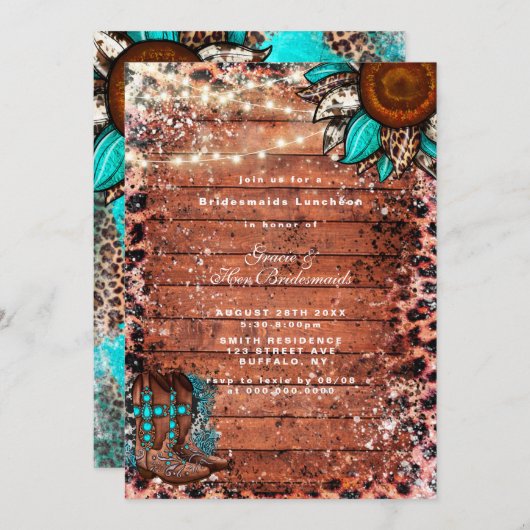 Pays Turquoise Bridesmaitres Luncheon Invitation (Devant / Derrière)