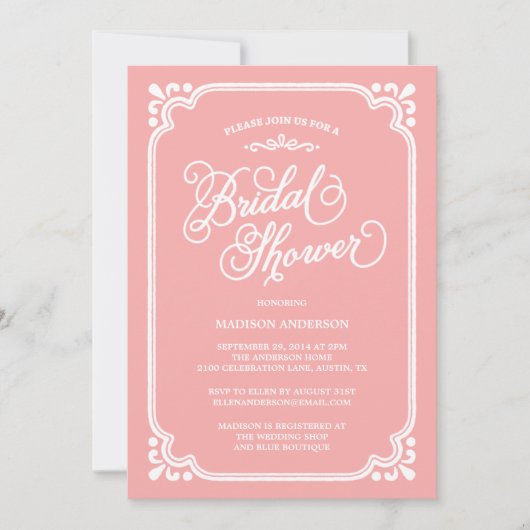 Pays Vintage| Invitation à la douche nuptiale (Devant)