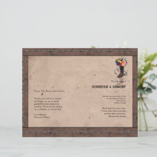 Pays Western Barbed Wire Wedding Programme (Debout devant)