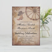Pays Western Boots Wagon Wheel Wedel Invitation (Debout devant)