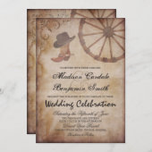 Pays Western Boots Wagon Wheel Wedel Invitation (Devant / Derrière)