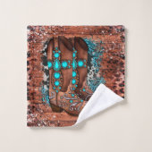 Pays Western Botte de cowboy et Fleur (Gant de toilette)