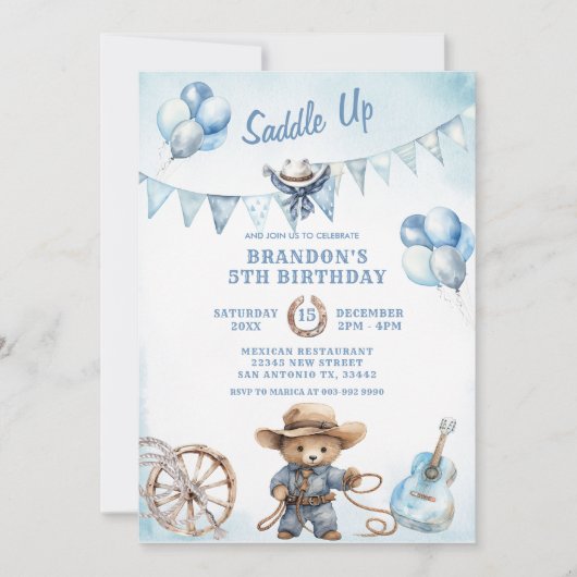 Pays Western Boy Cowboy Invitation d'anniversaire (Devant)