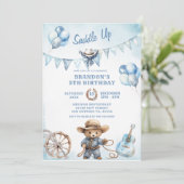 Pays Western Boy Cowboy Invitation d'anniversaire (Debout devant)