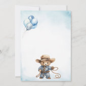 Pays Western Boy Cowboy Invitation d'anniversaire (Dos)