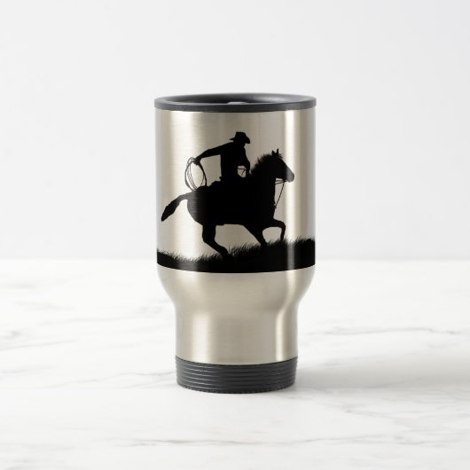 Pays Western Cowboy Horse Roping Travel Mug (Centre)