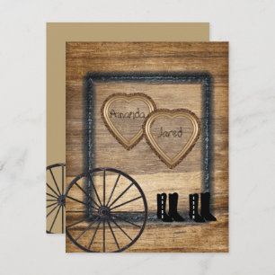 Pays Western Faire-part de mariage, Wagon Wheel