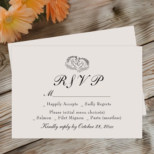 Pays Western Horse Ivory Mariage rustique RSVP