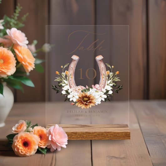 Pays Western Horseshoe Aquarelle Floral Crest