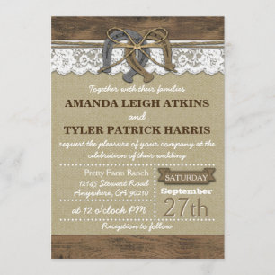 Pays Western Horseshoe Invitations de mariage