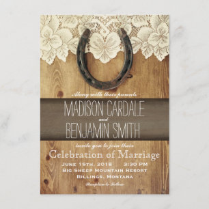 Pays Western Horseshoe Lace Wedding Invitations