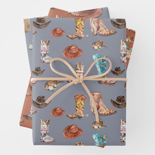 Pays Western Rustic Wrapping Papier ensemble de 3 (En situation)