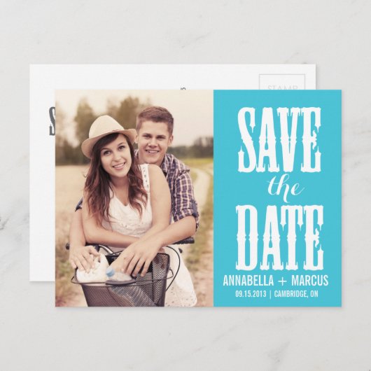 Pays Western Turquoise Enregistrer la date Carte p (Devant / Derrière)