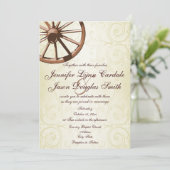 Pays Western Wagon Wheel Faire-part de mariage (Debout devant)