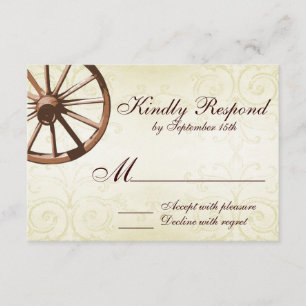 Pays Western Wagon Wheel Wedding Carte RSVP