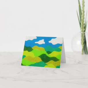 Paysage Abstrait Crayon de Couleur Ciel Bleu Plié