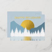 Paysage Abstrait Hiver doré Joyeuses vacances (Recto/Verso)