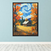 Paysage Automnal de Cabane Rustique Art Impression (Insitu (Plancher de Bois))