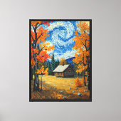 Paysage Automnal de Cabane Rustique Art Impression (Recto)