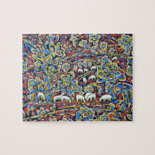 Paysage avec le puzzle très difficile de moutons (Horizontal)