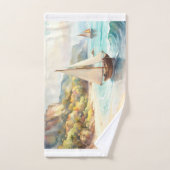 Paysage avec mer et voiliers (Serviette à main)