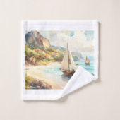 Paysage avec mer et voiliers (Gant de toilette)