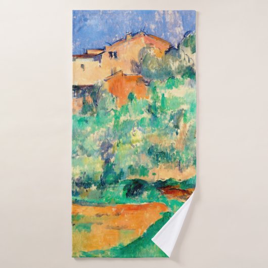 Paysage avec une maison, Cézanne (Serviette de bain)