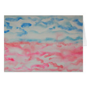 Paysage D'Aquarelle Abstraite Rose Et Bleu Clair (Devant horizontal)